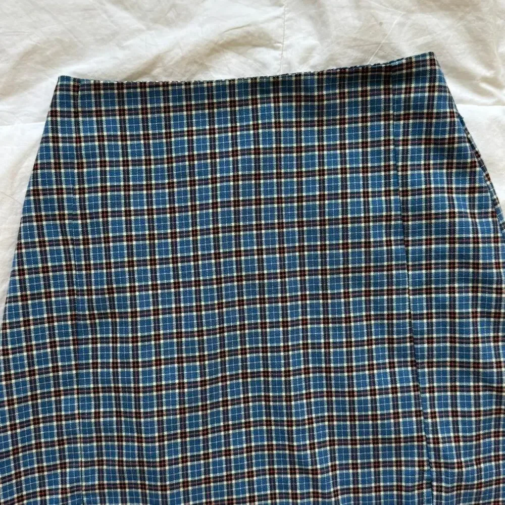 Brandy melville blue plaid cara  mini skirt‎ size XS academia preppy